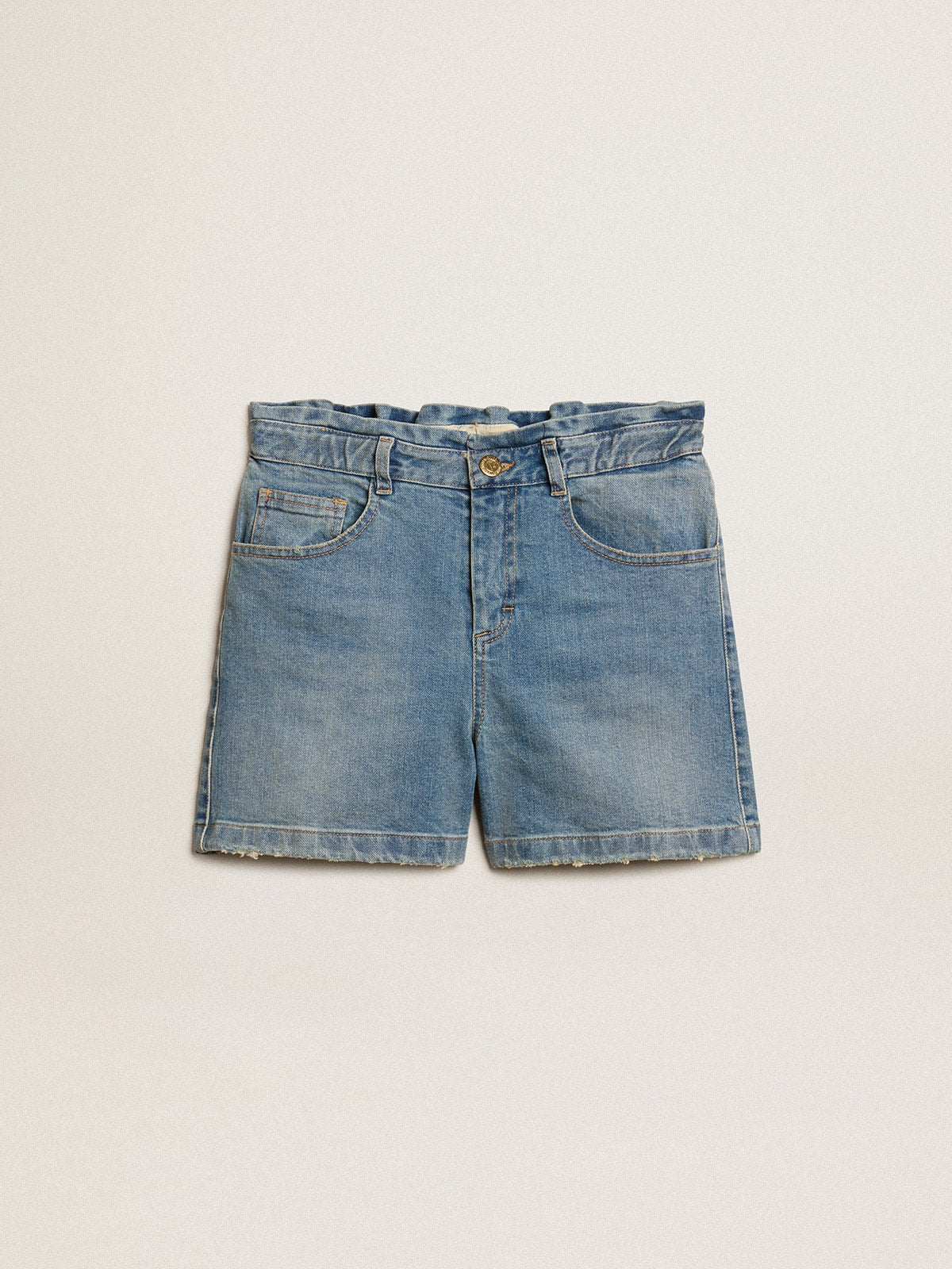 Girls’ denim shorts with distressed finish
