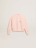 Cropped round-neck pullover with diamond pattern