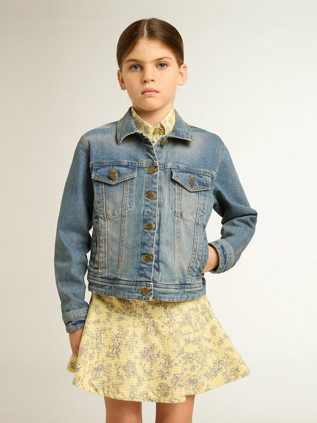 Boys’ mid-wash denim jacket