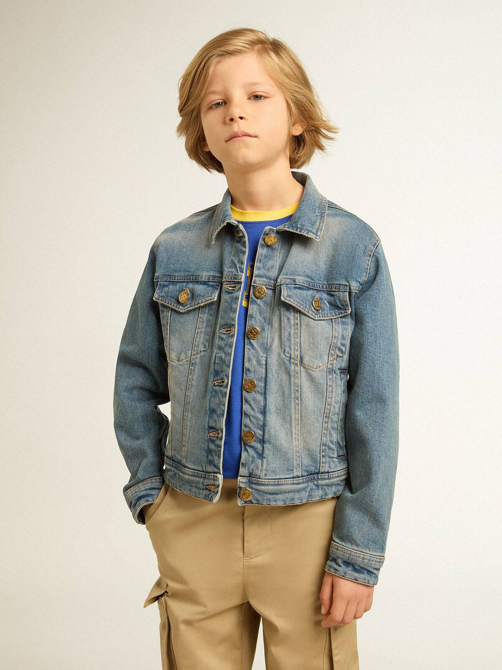 Boys’ mid-wash denim jacket