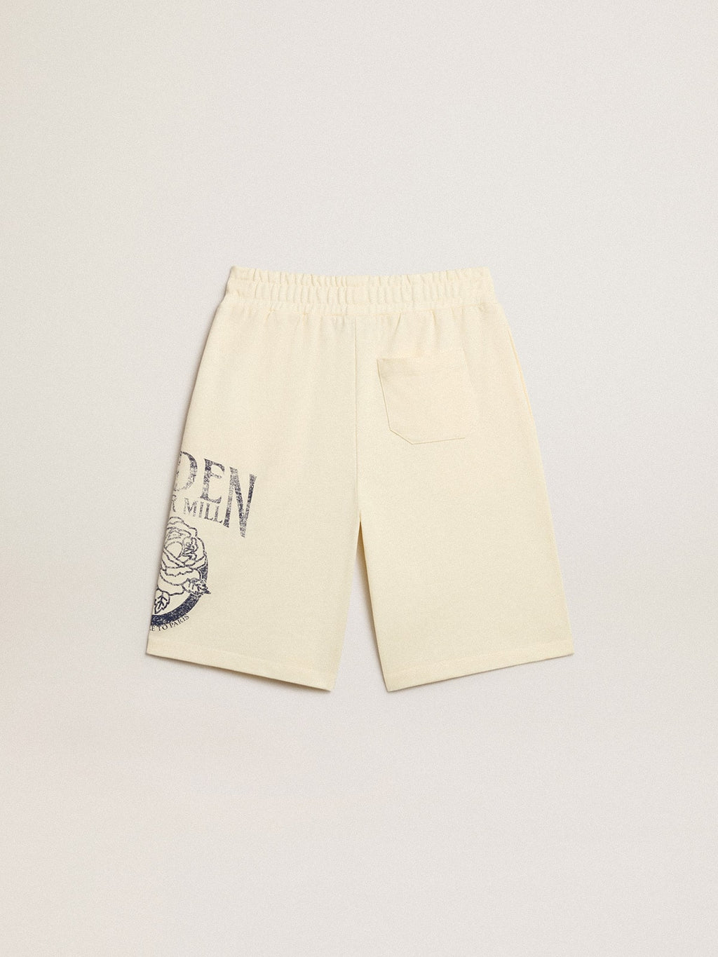 Boys’ Bermuda shorts in aged white with print on the front