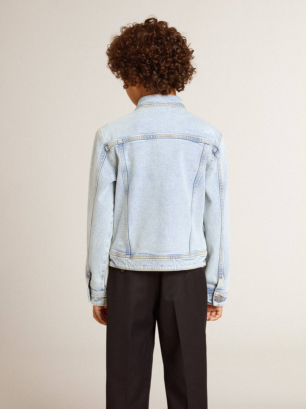 Light denim jacket with embroidery