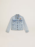 Light denim jacket with embroidery