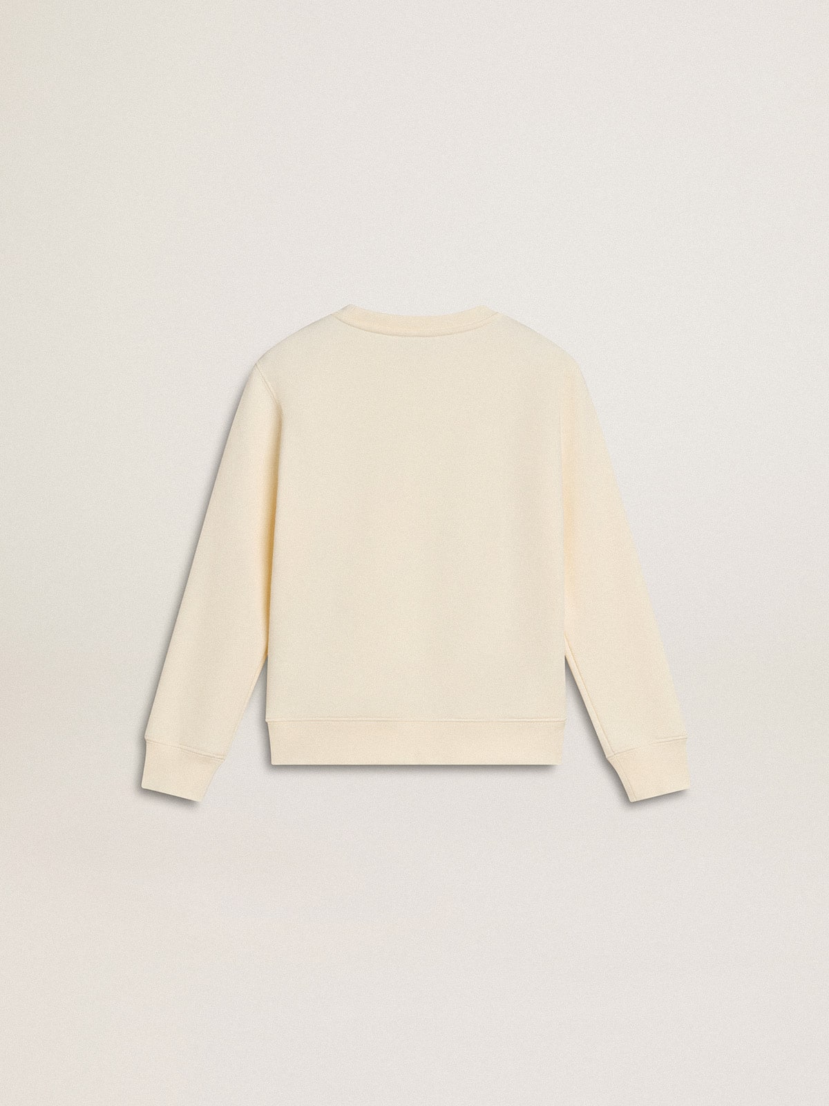 Sweatshirt in aged white with multicolor Golden lettering on the front