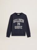 Boys' dark blue sweatshirt with white print