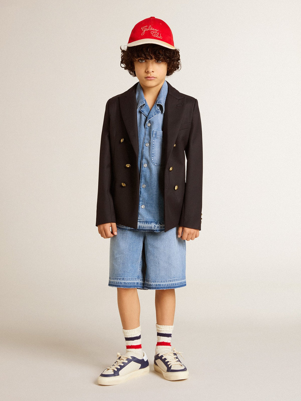 Kids’ denim shorts with embroidery on the back