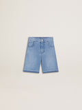 Kids’ denim shorts with embroidery on the back