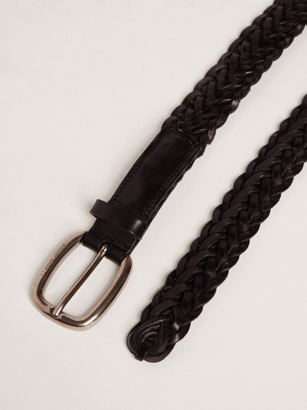 Men’s belt in black braided leather