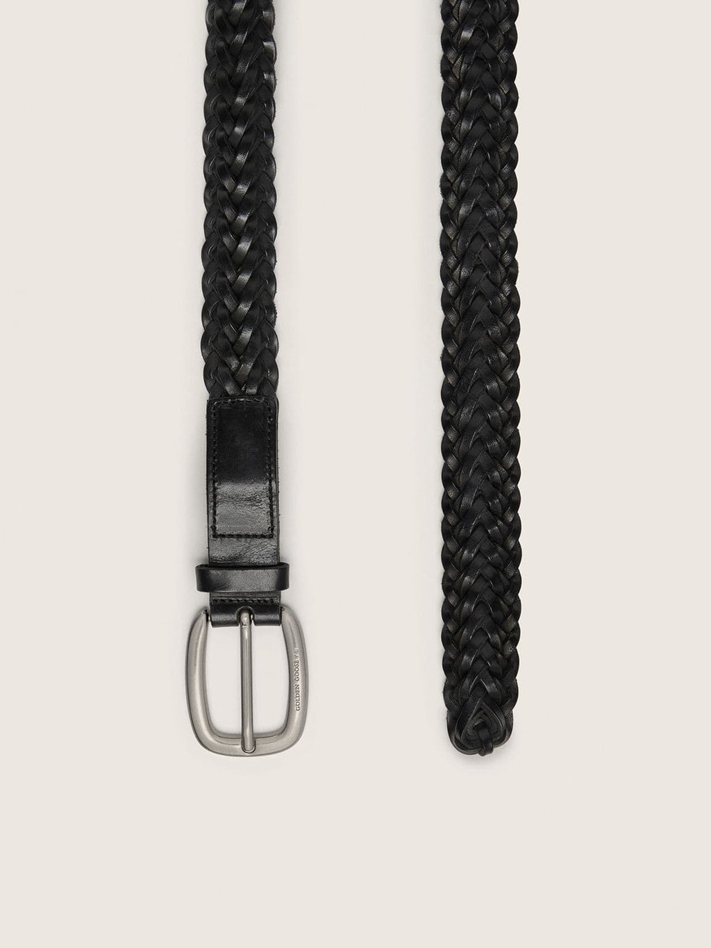 Men’s belt in black braided leather