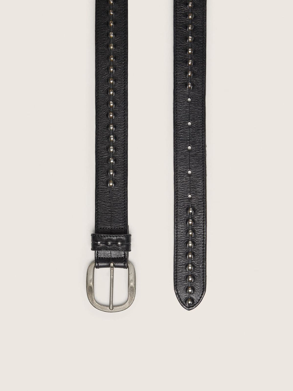 Black leather belt with studs