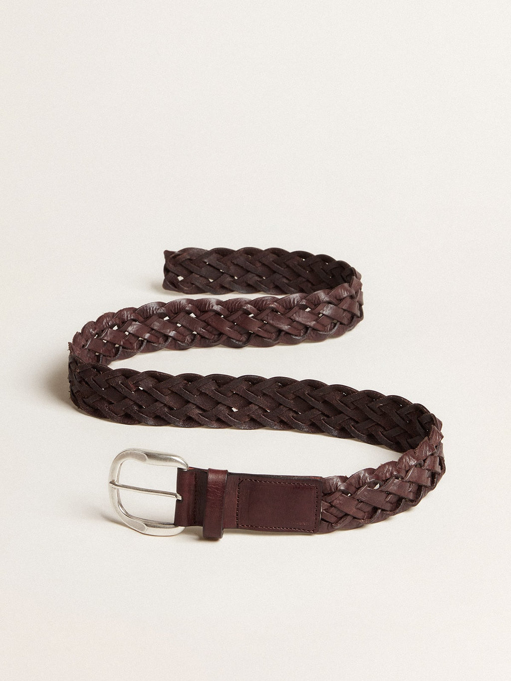 Men's dark brown woven leather belt