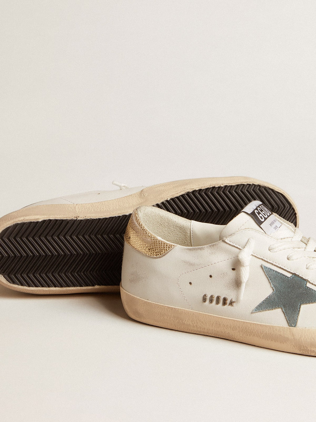 Men's Super-Star with suede star and platinum snake-print leather heel tab