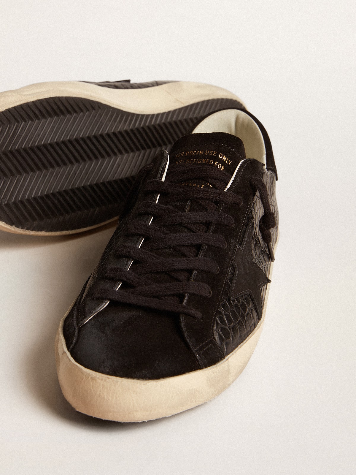 Men's Super-Star LTD in crocodile-print leather with black suede inserts