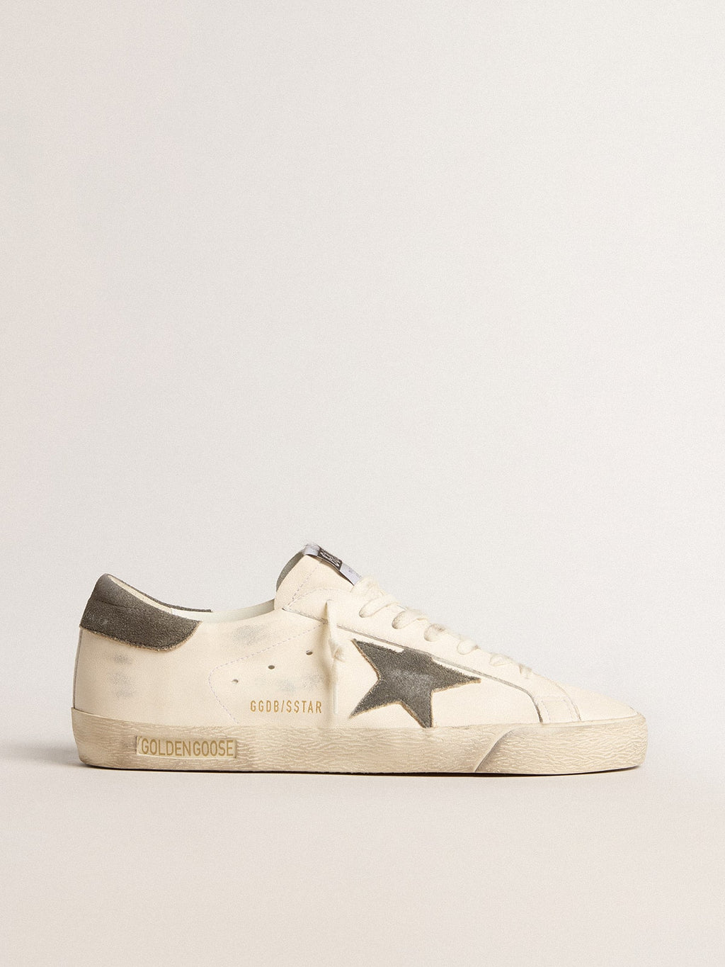 Super-Star in nappa with gray suede star and heel tab