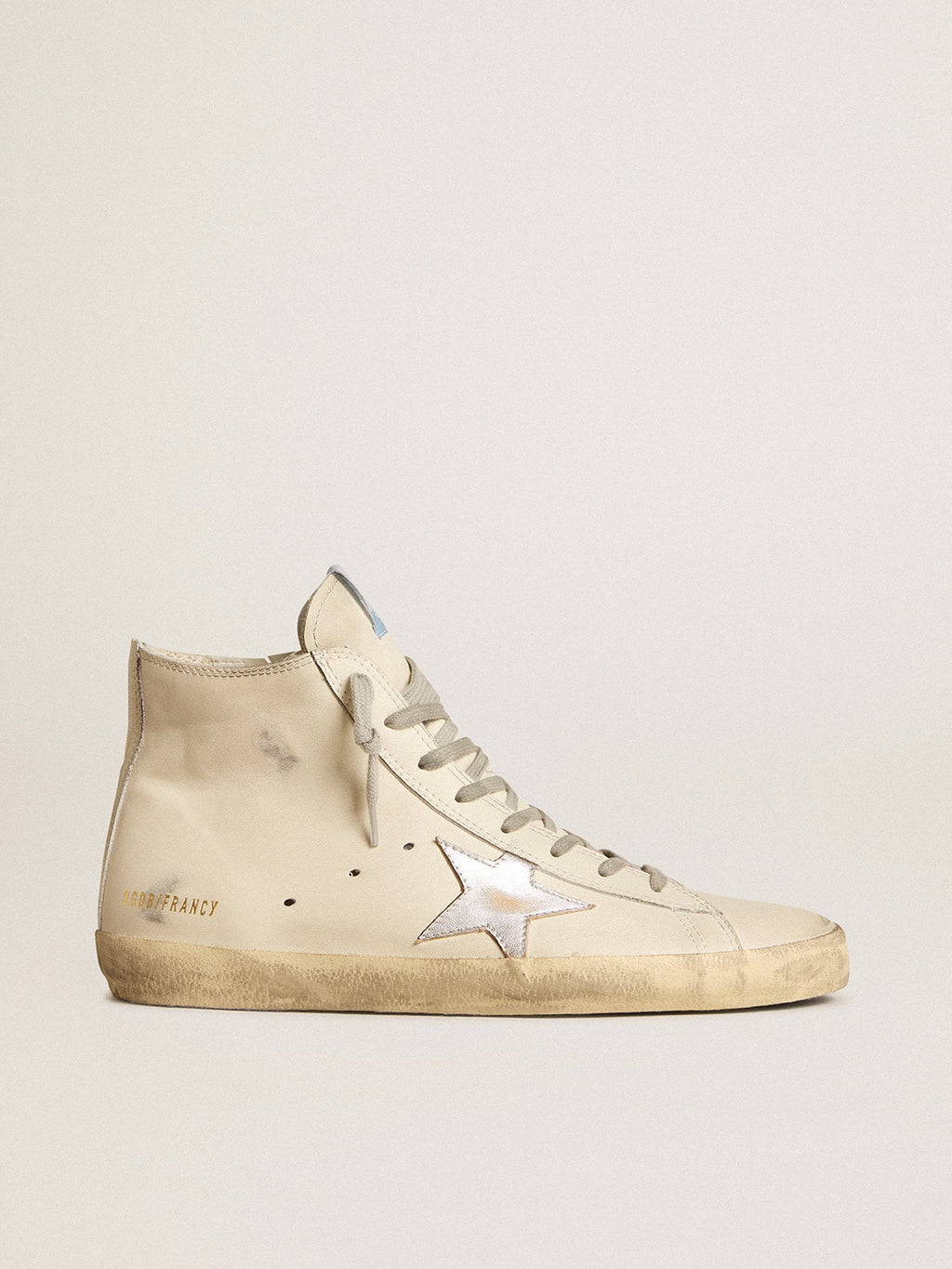 Men's Francy Penstar in white leather with silver metallic leather star