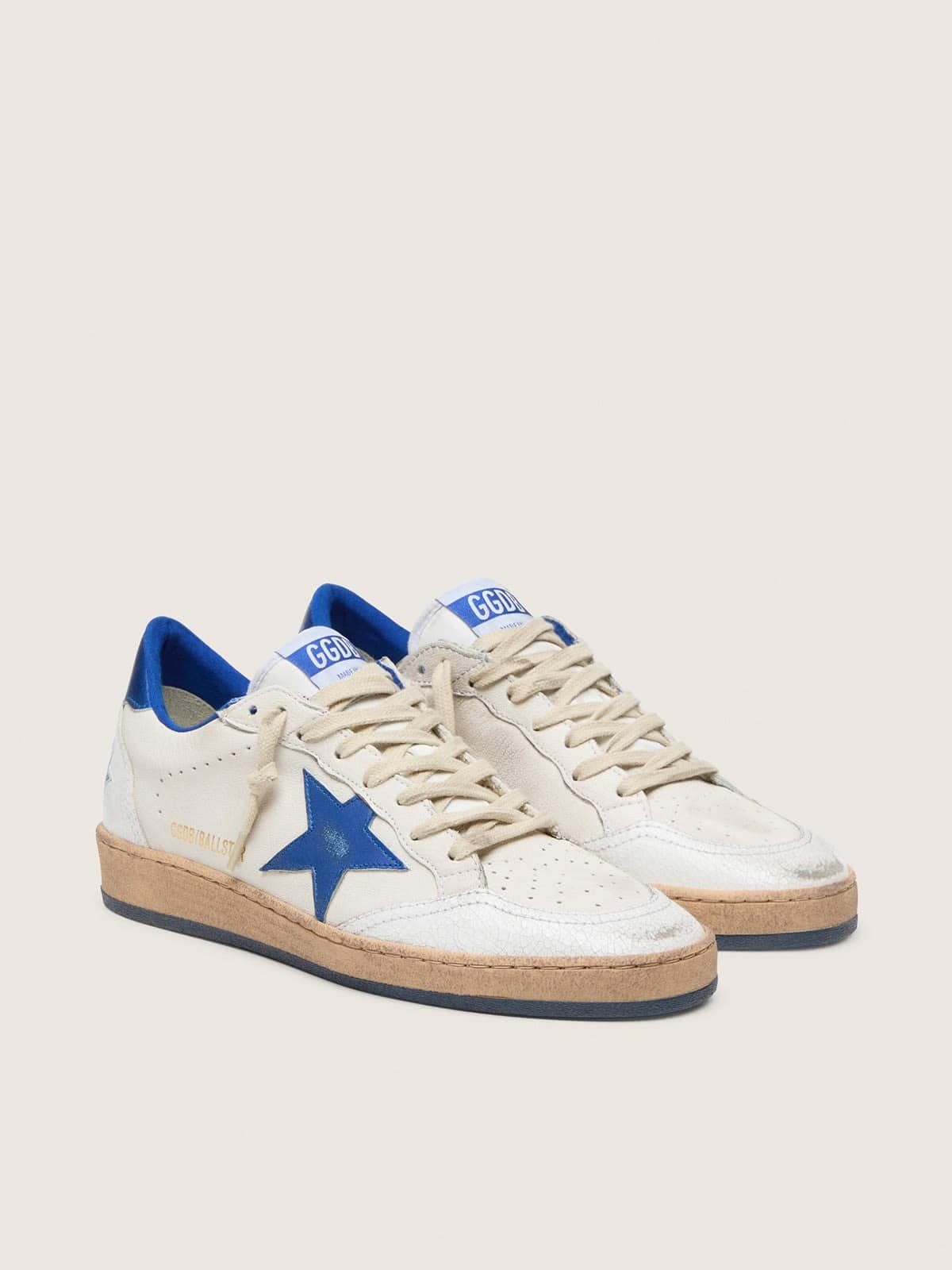Men's Ball Star Wishes in white nappa leather with a bright blue star and heel tab