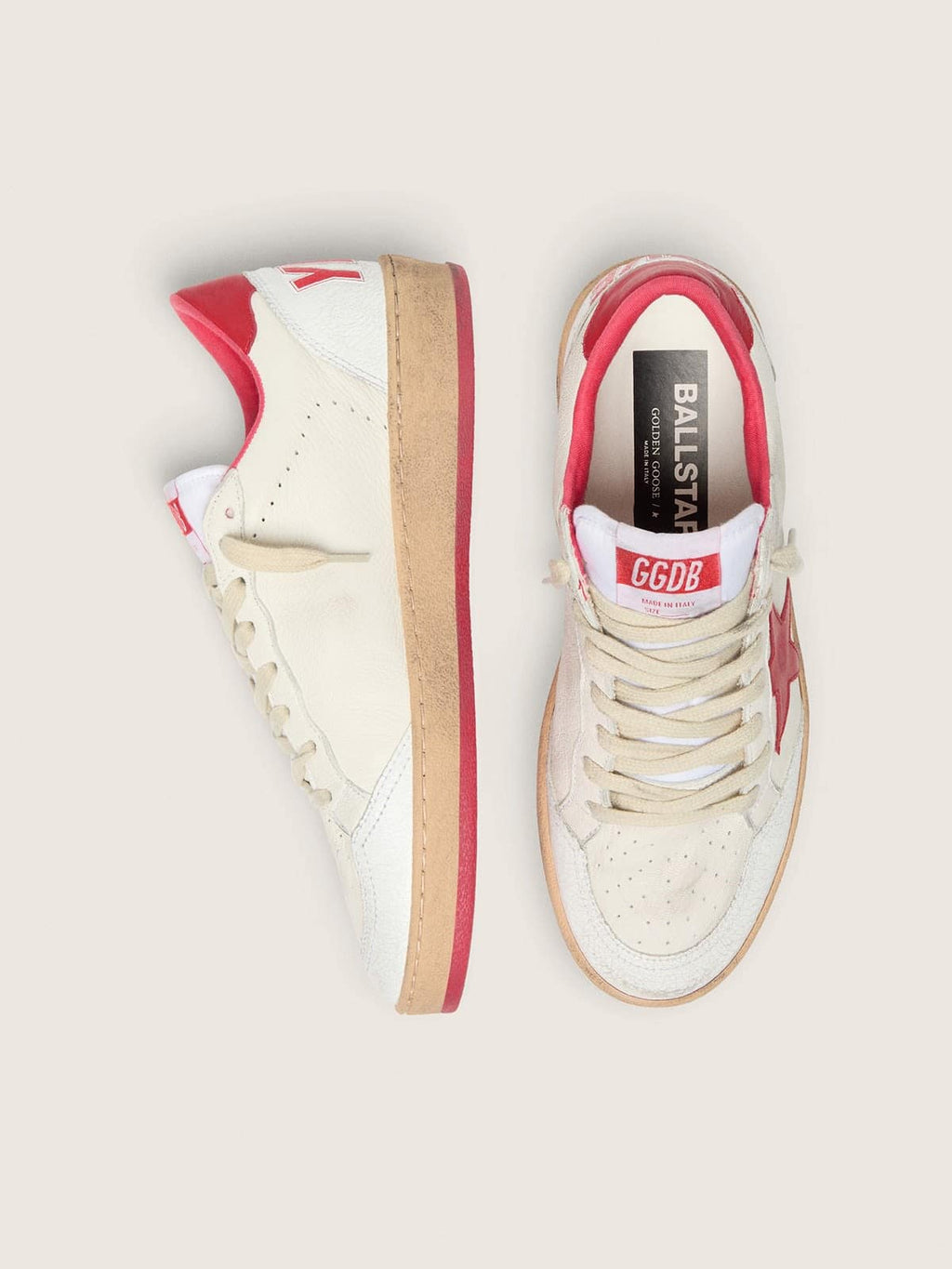 Men’s Ball Star  Wishes in white leather with a red star and heel tab