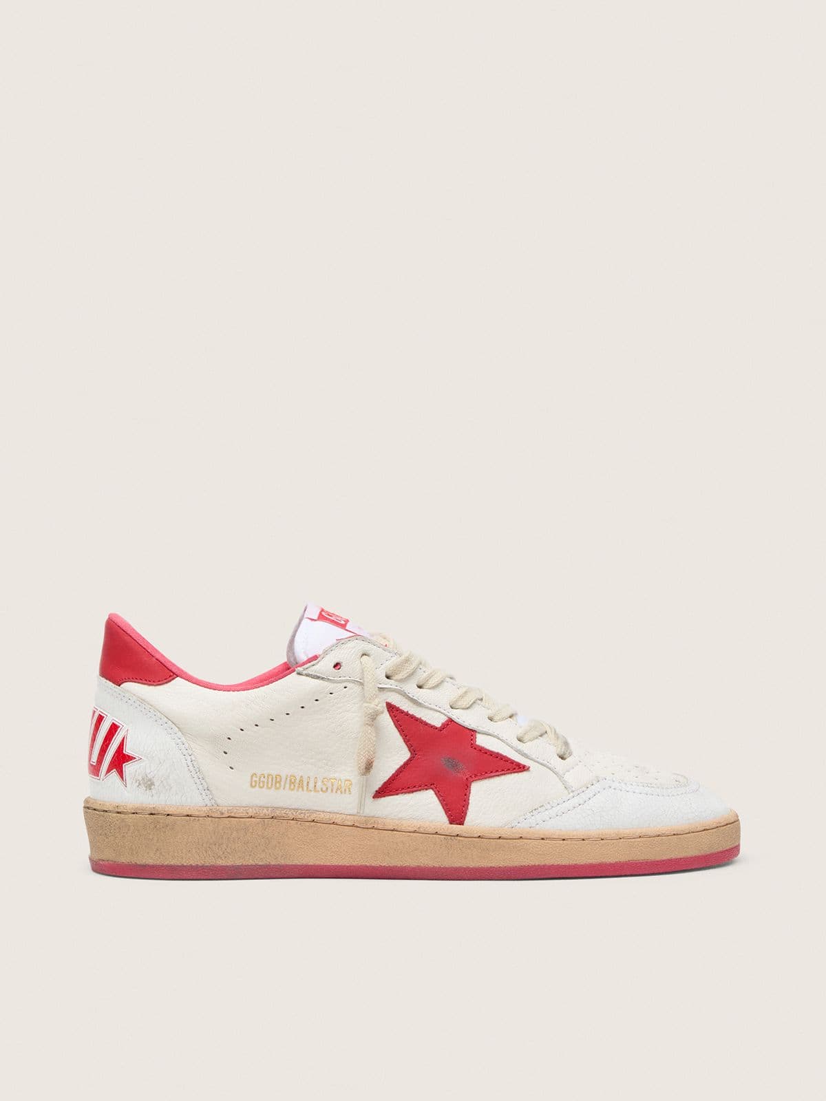 Men’s Ball Star  Wishes in white leather with a red star and heel tab