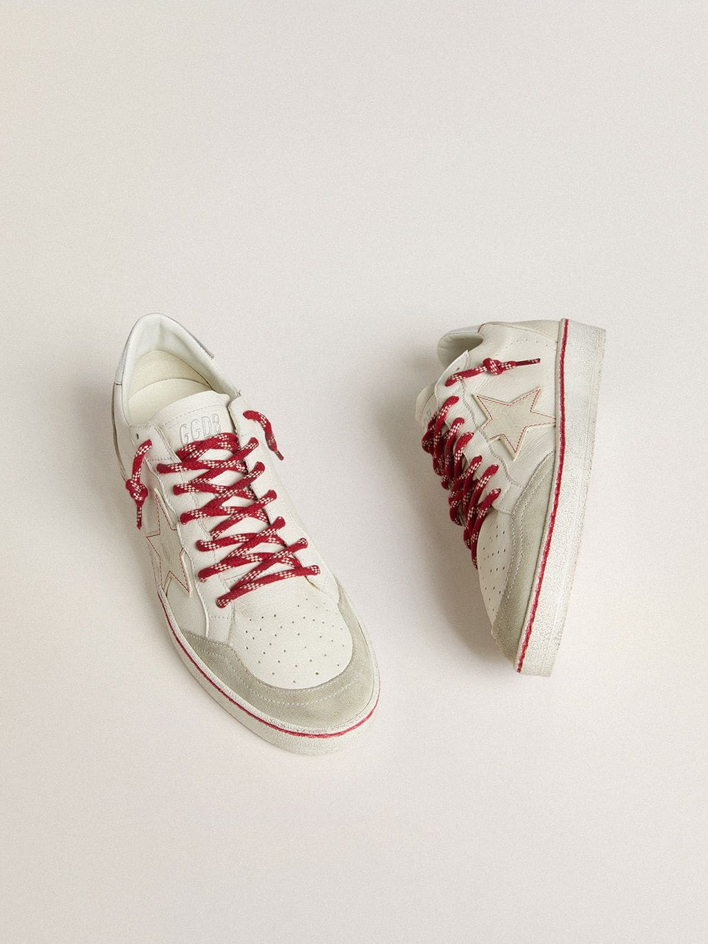 Men’s Ball Star LTD CNY in white leather with a lived-in effect