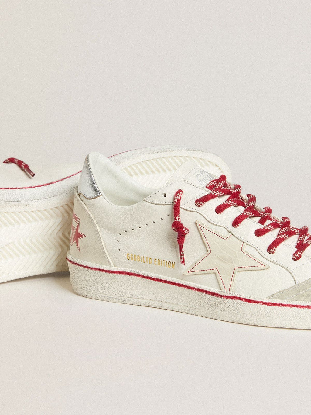 Men’s Ball Star LTD CNY in white leather with a lived-in effect