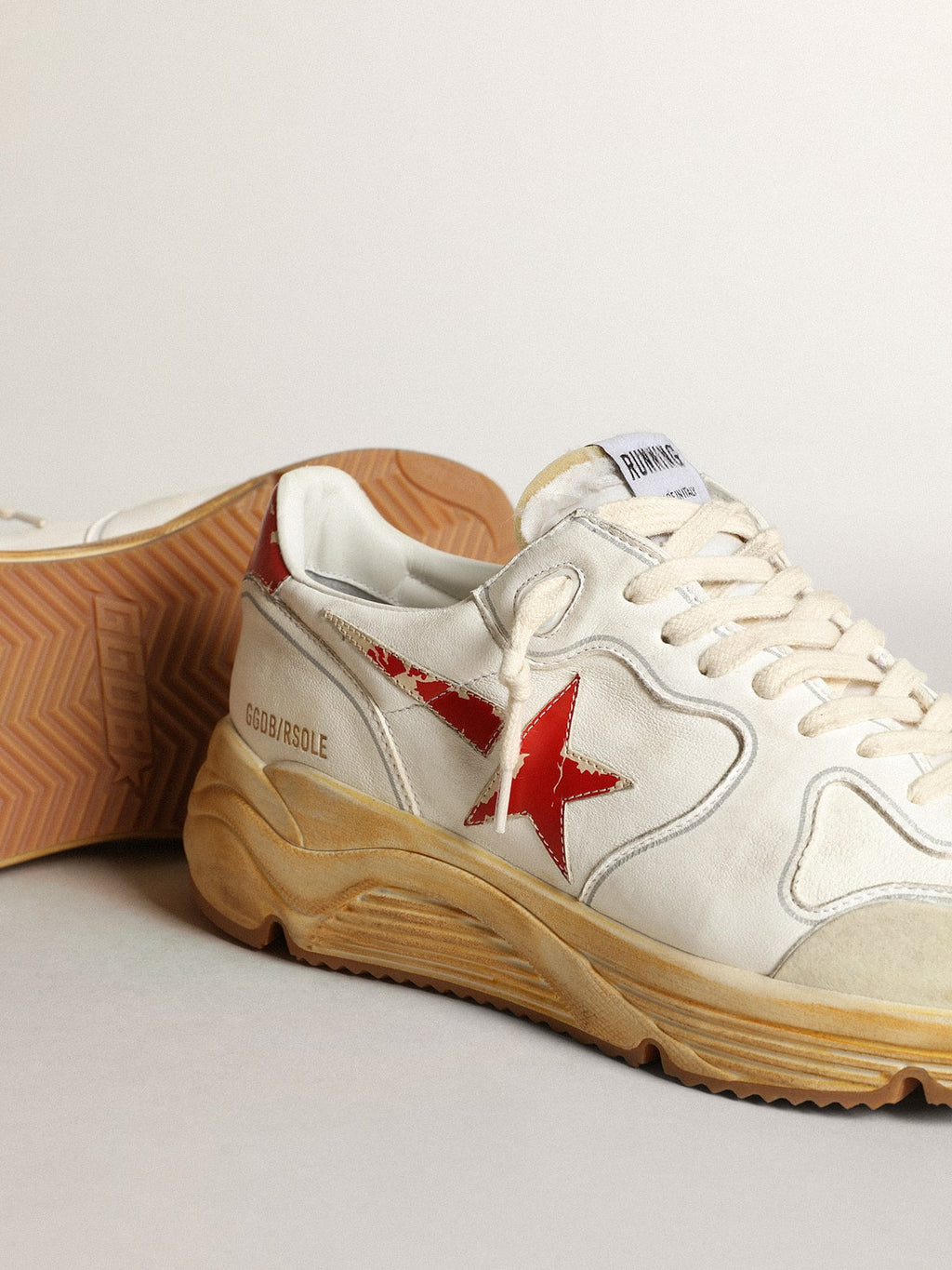 Men's Running Sole with leather star and heel tab with red print
