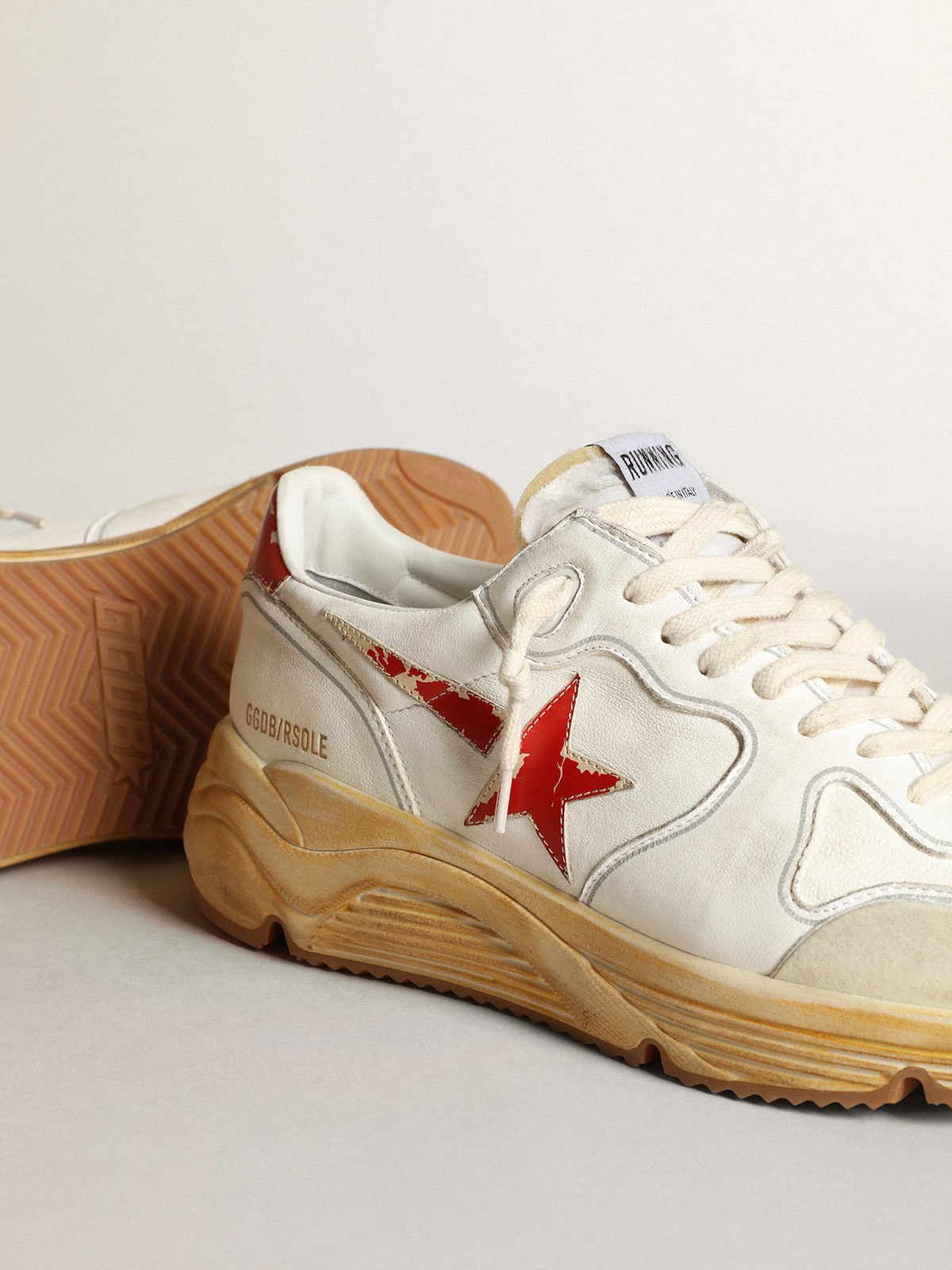 Men's Running Sole with leather star and heel tab with red print