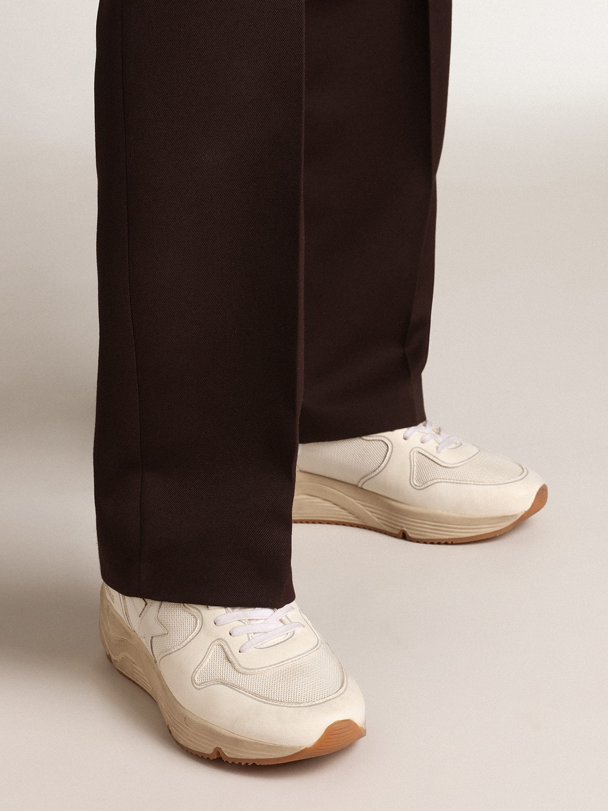 Men's Running Sole in mesh and white nappa
