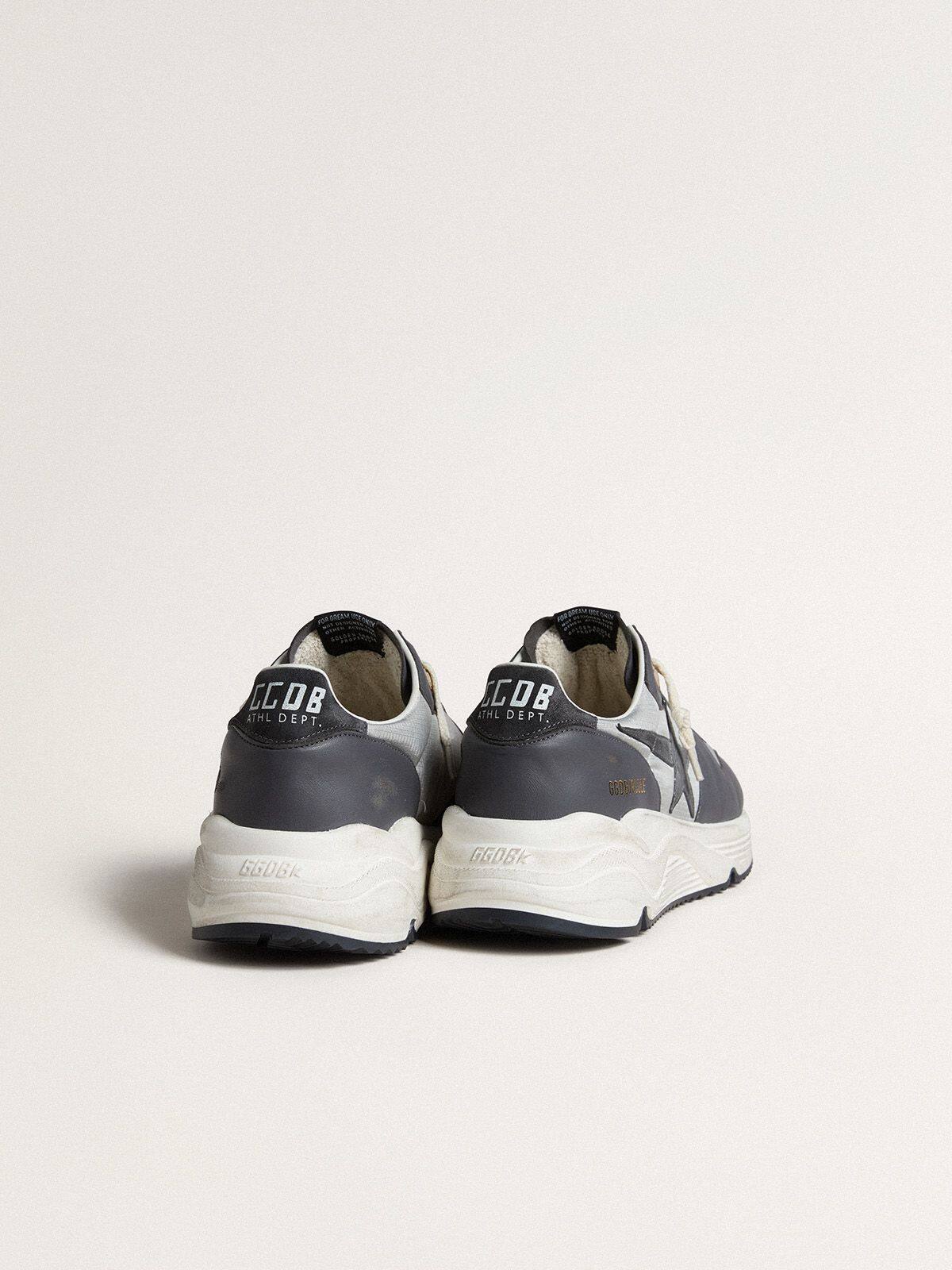 Men’s Running Sole in gray nylon and black nappa leather with a black suede star