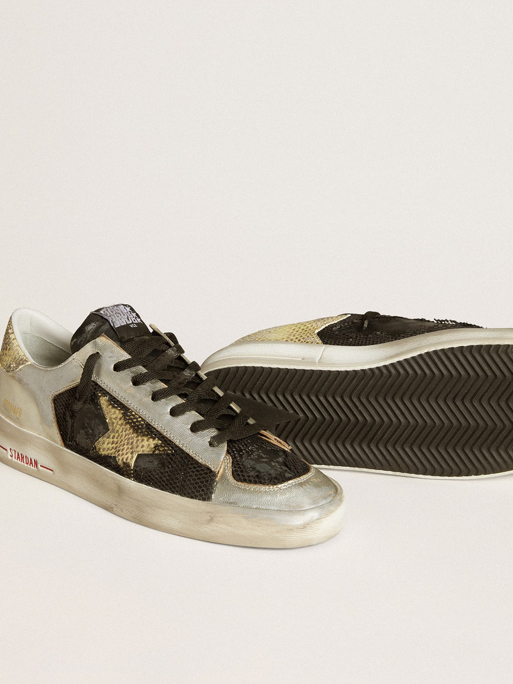 Stardan LAB in silver leather and mesh with golden star and heel tab
