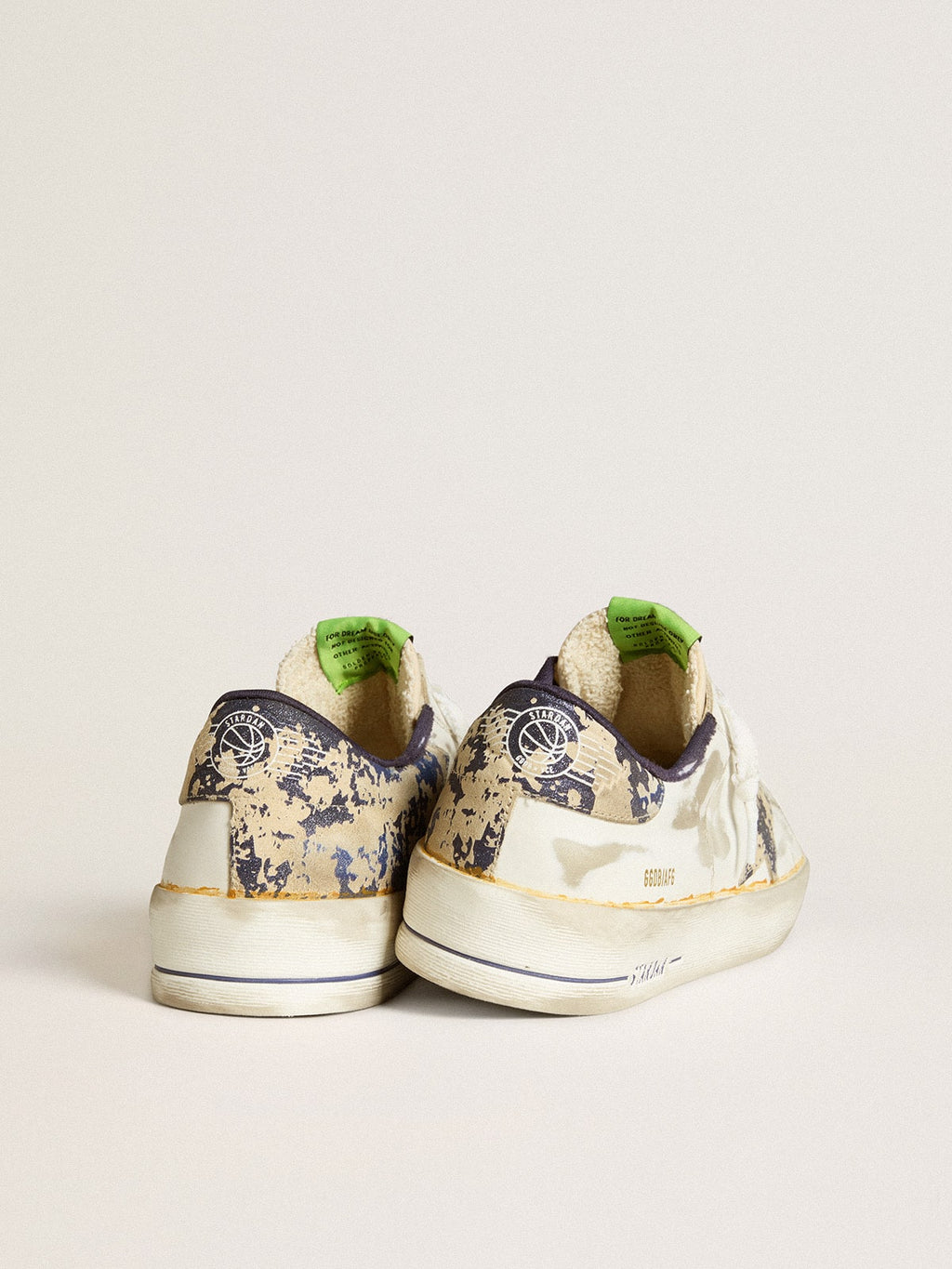 Men’s Stardan LAB in white leather with a camouflage star and heel tab