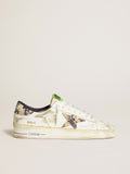 Men’s Stardan LAB in white leather with a camouflage star and heel tab