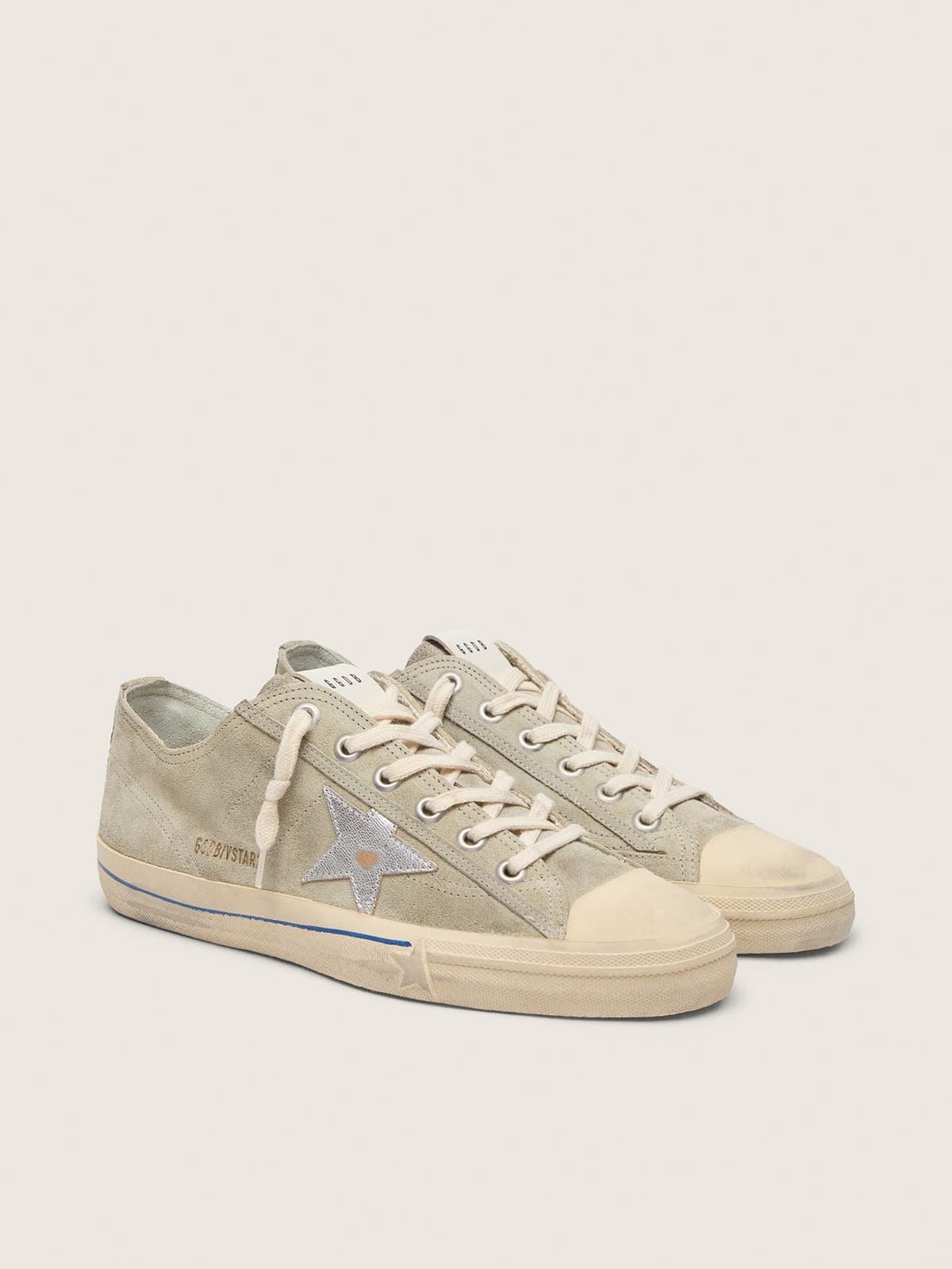 V-Star in dove-gray suede with silver metallic leather star