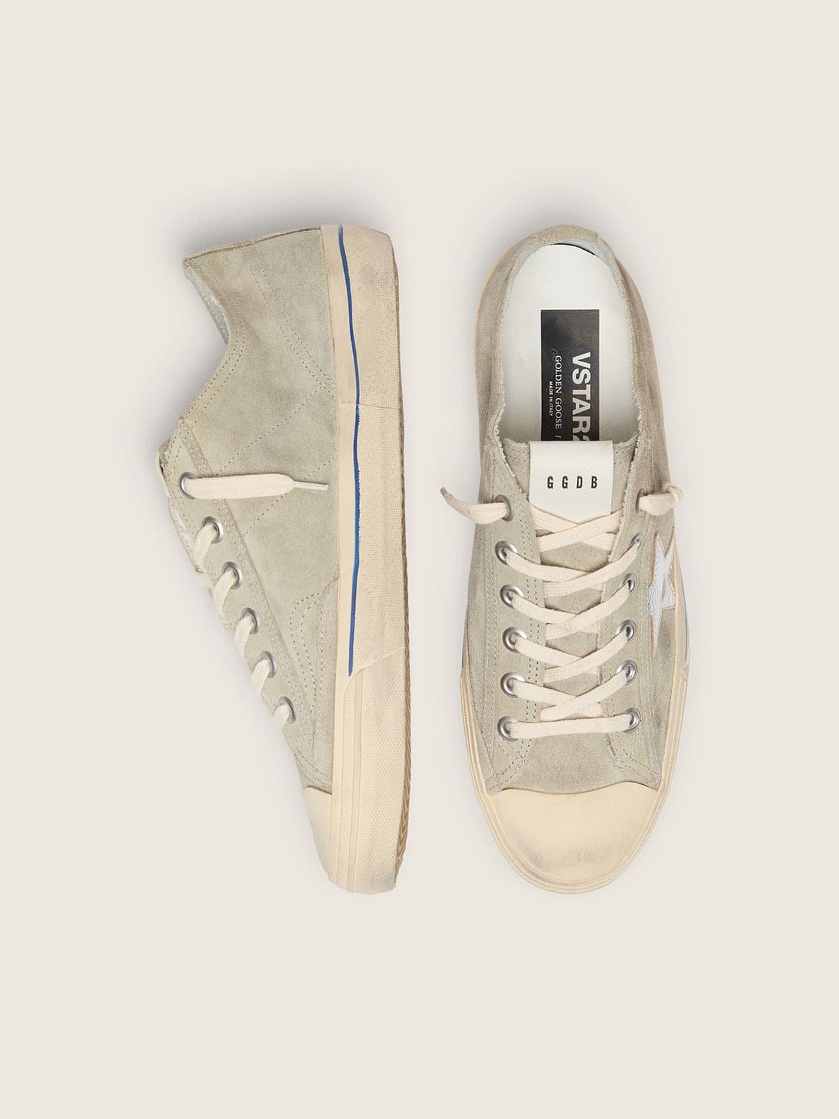 V-Star in dove-gray suede with silver metallic leather star