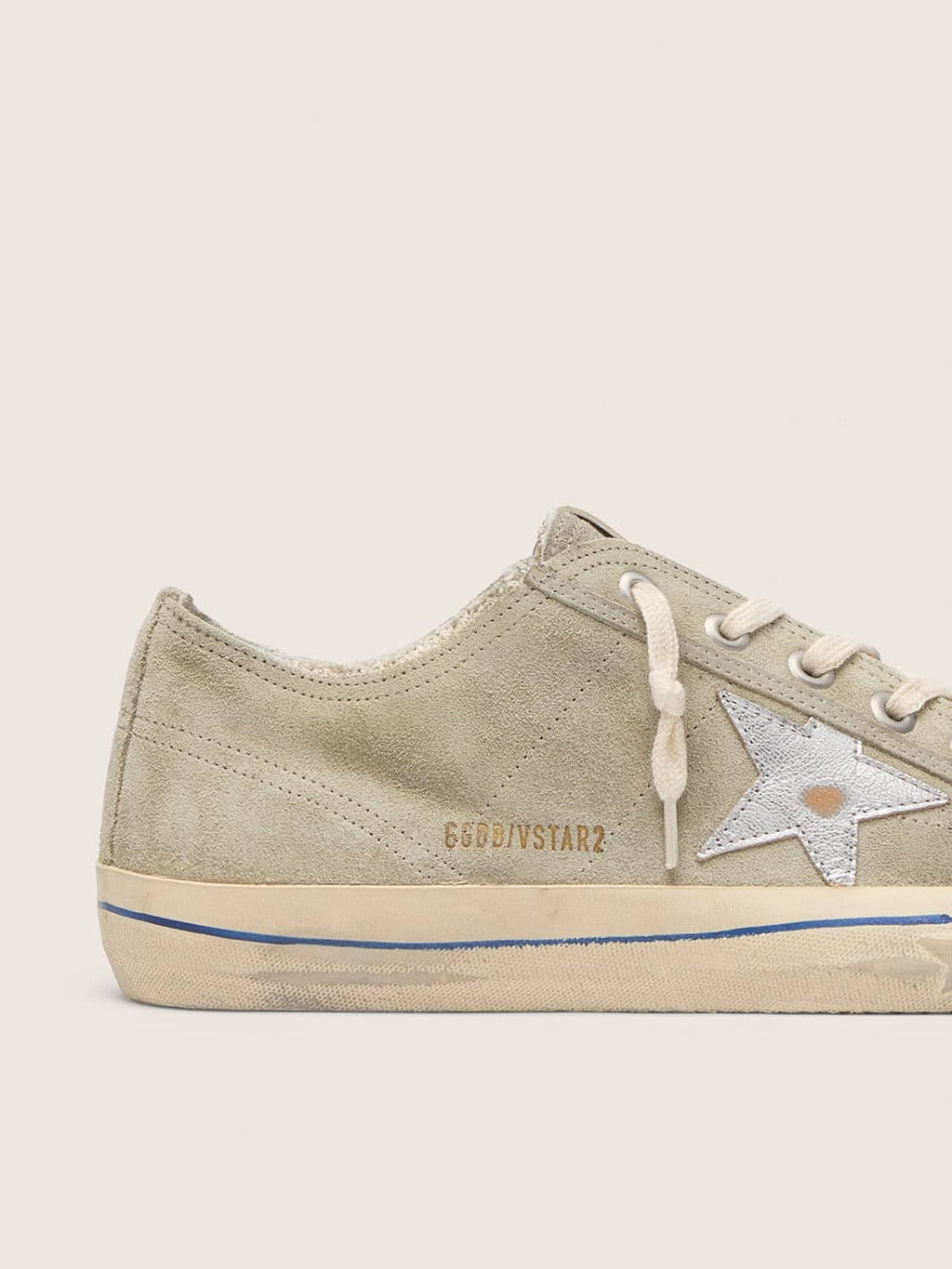 V-Star in dove-gray suede with silver metallic leather star