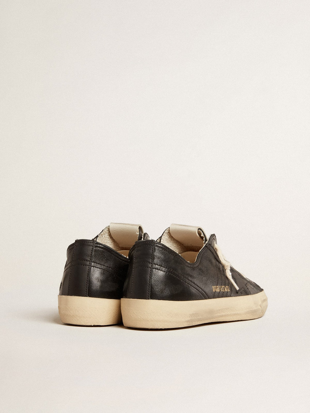 Men's V-Star in black nappa leather with a black leather star