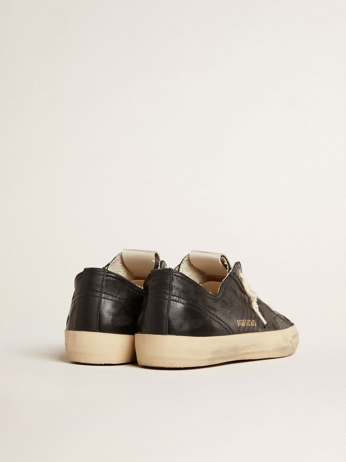 Men's V-Star in black nappa leather with a black leather star