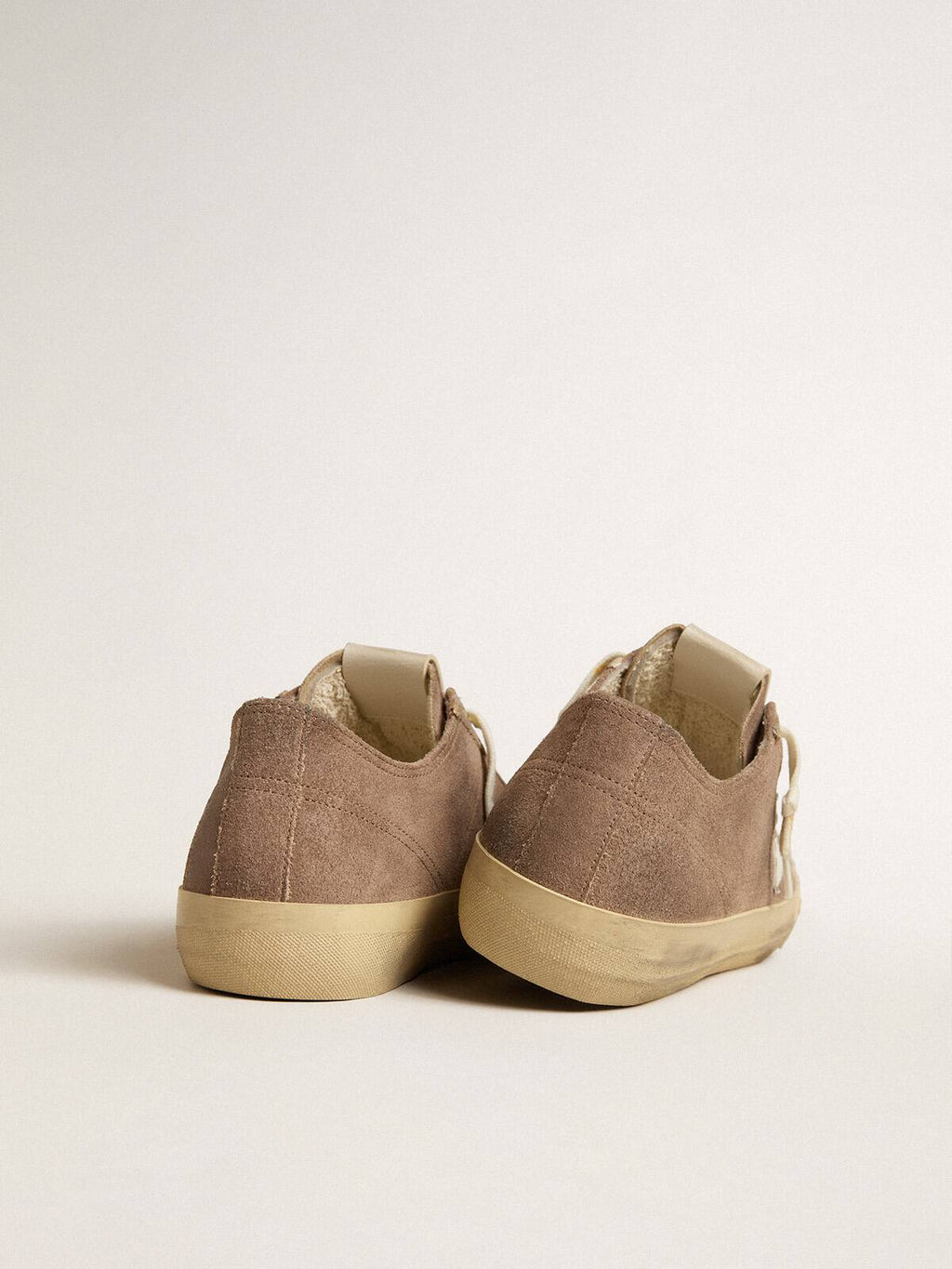 V-Star in dove-gray suede with white nappa leather star