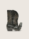 Men's low Wish Star boots in black leather with silver star