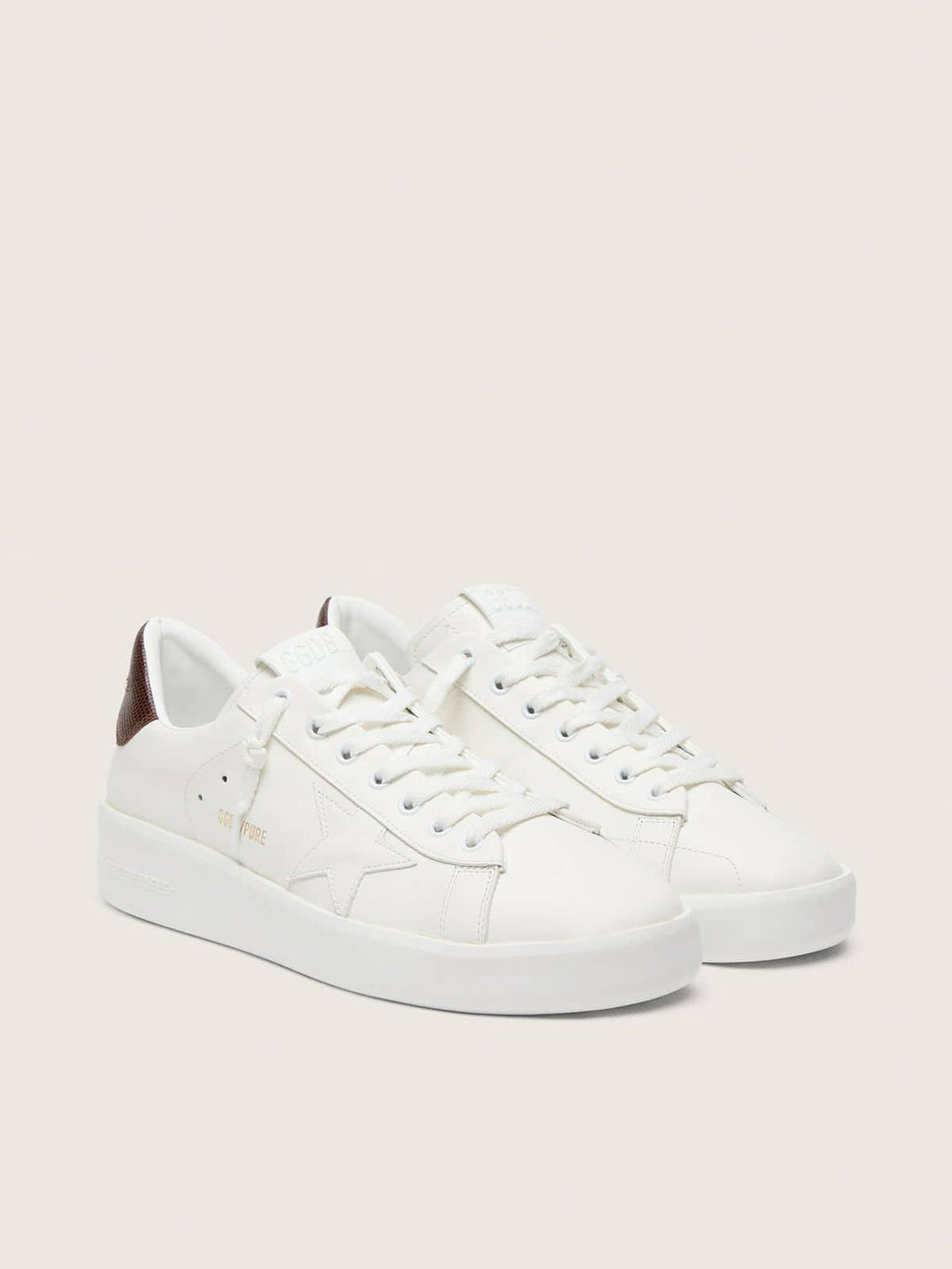 Purestar with white star and burgundy lizard-print heel tab