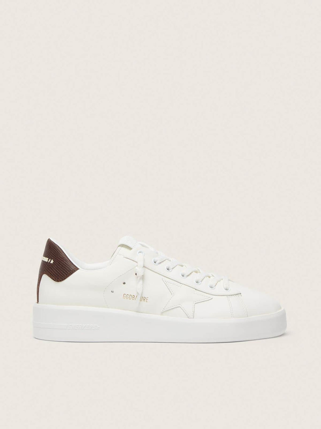 Purestar with white star and burgundy lizard-print heel tab