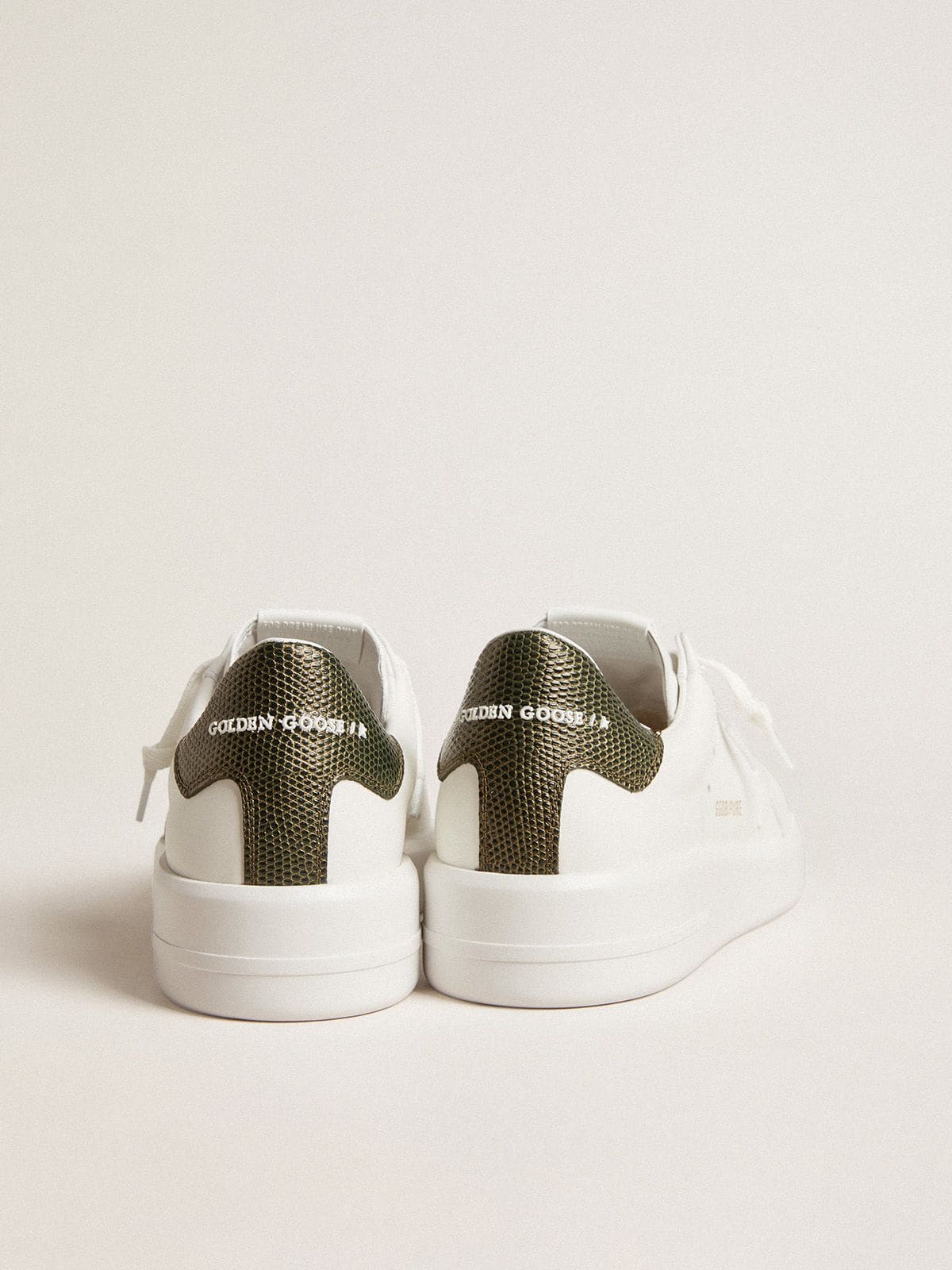 Men's Purestar with white leather star and dark green heel tab