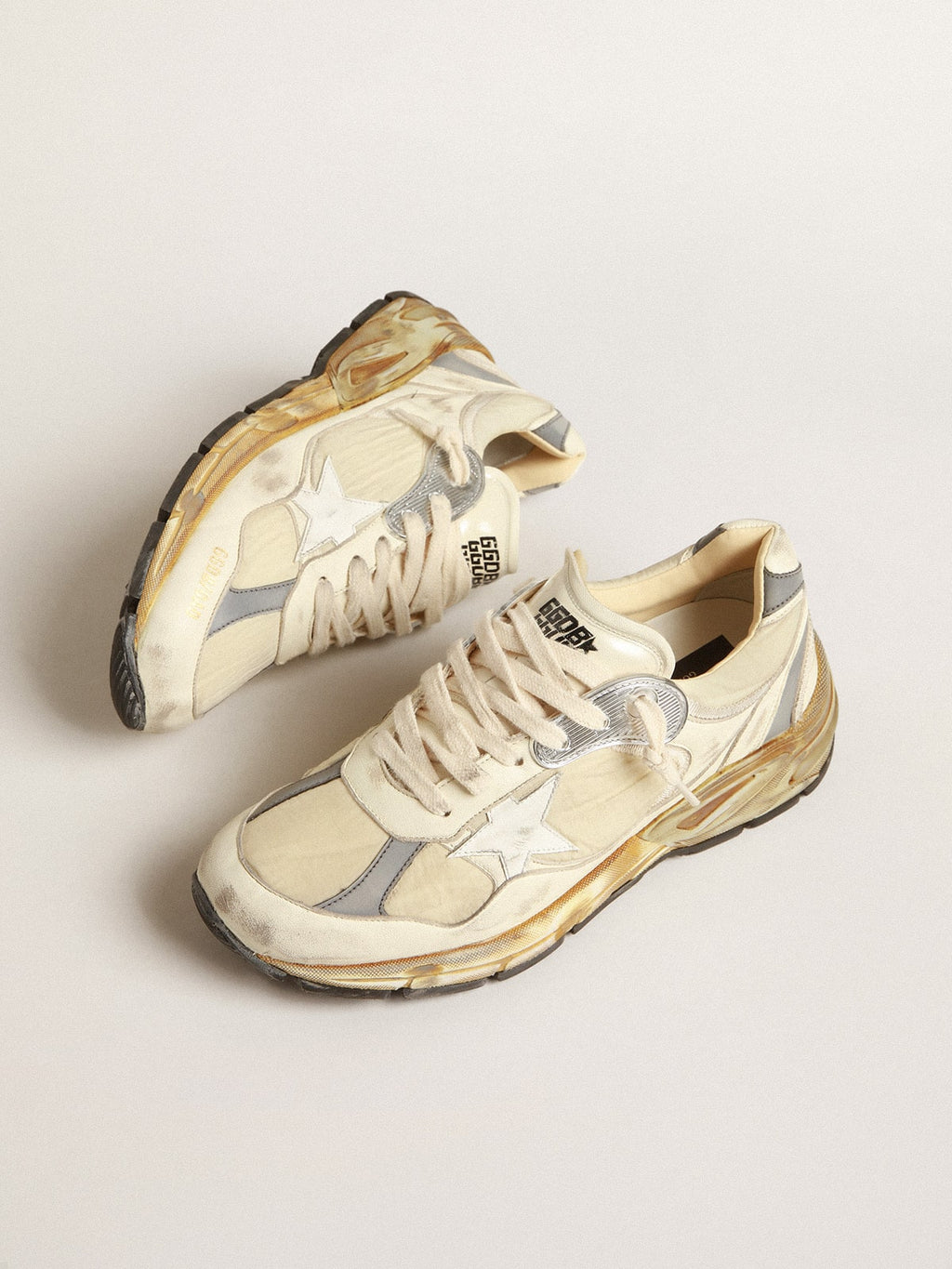 Men’s Dad-Star in beige nappa and nylon with white leather star