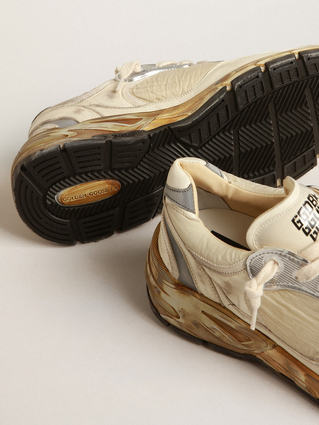 Men’s Dad-Star in beige nappa and nylon with white leather star