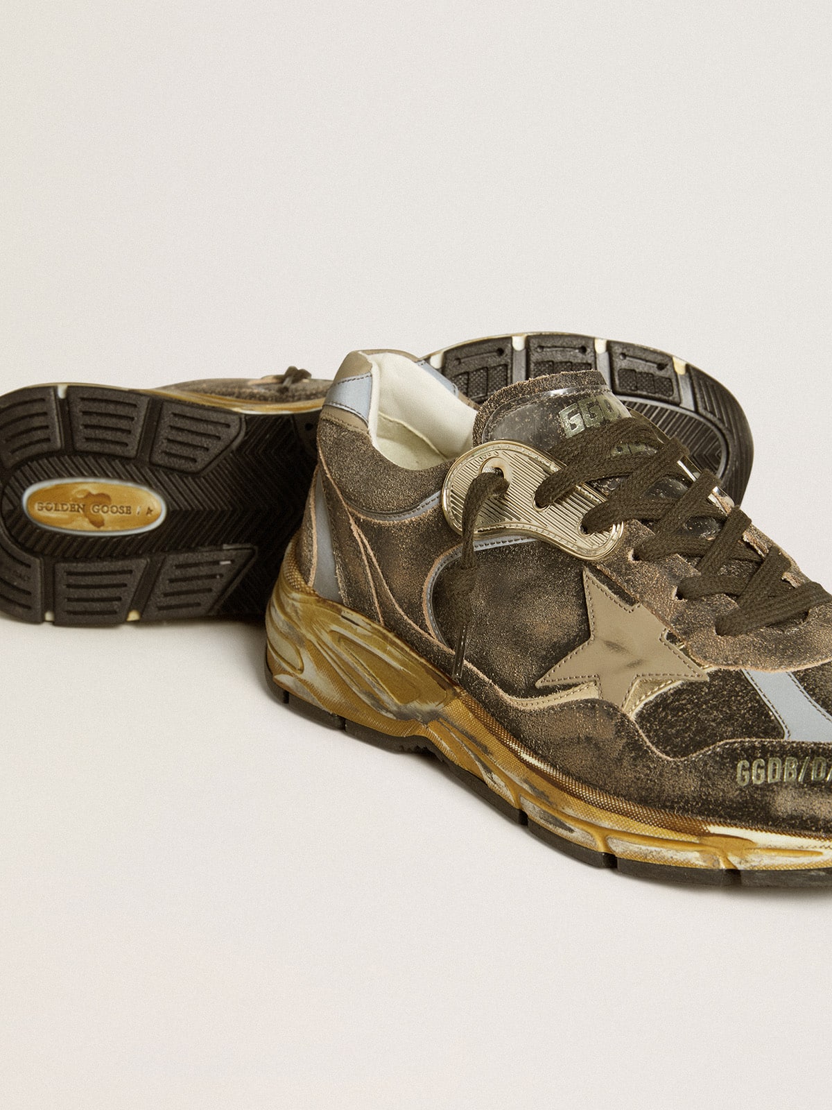 Men’s Dad-Star in suede and nylon with khaki leather star and heel tab