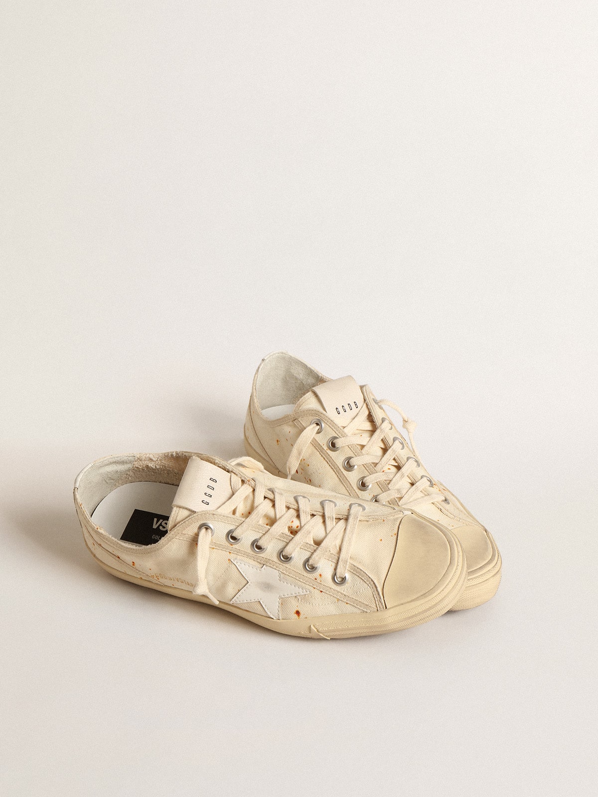 Men’s V-Star LAB in canvas with leather star and rust-colored marks