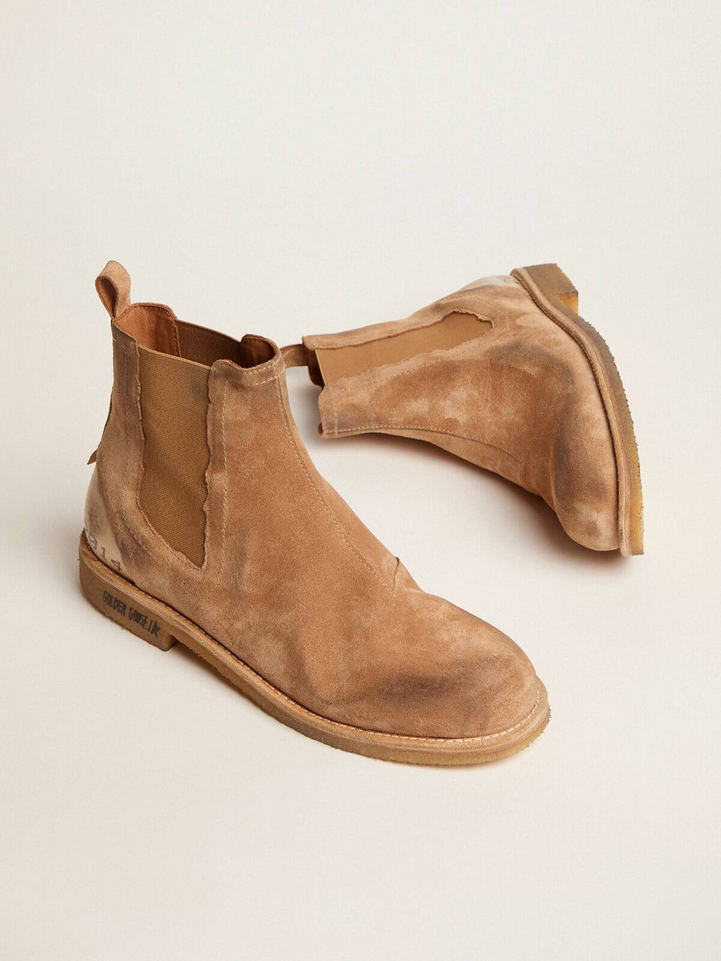 John Chelsea boots in caramel-colored suede
