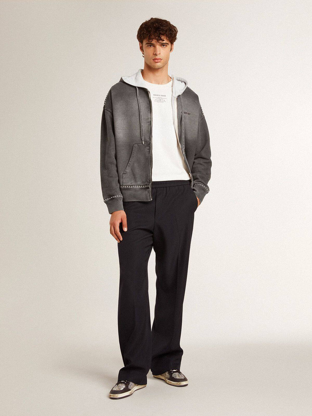 Men's Ball Star in elephant-print leather with black leather star