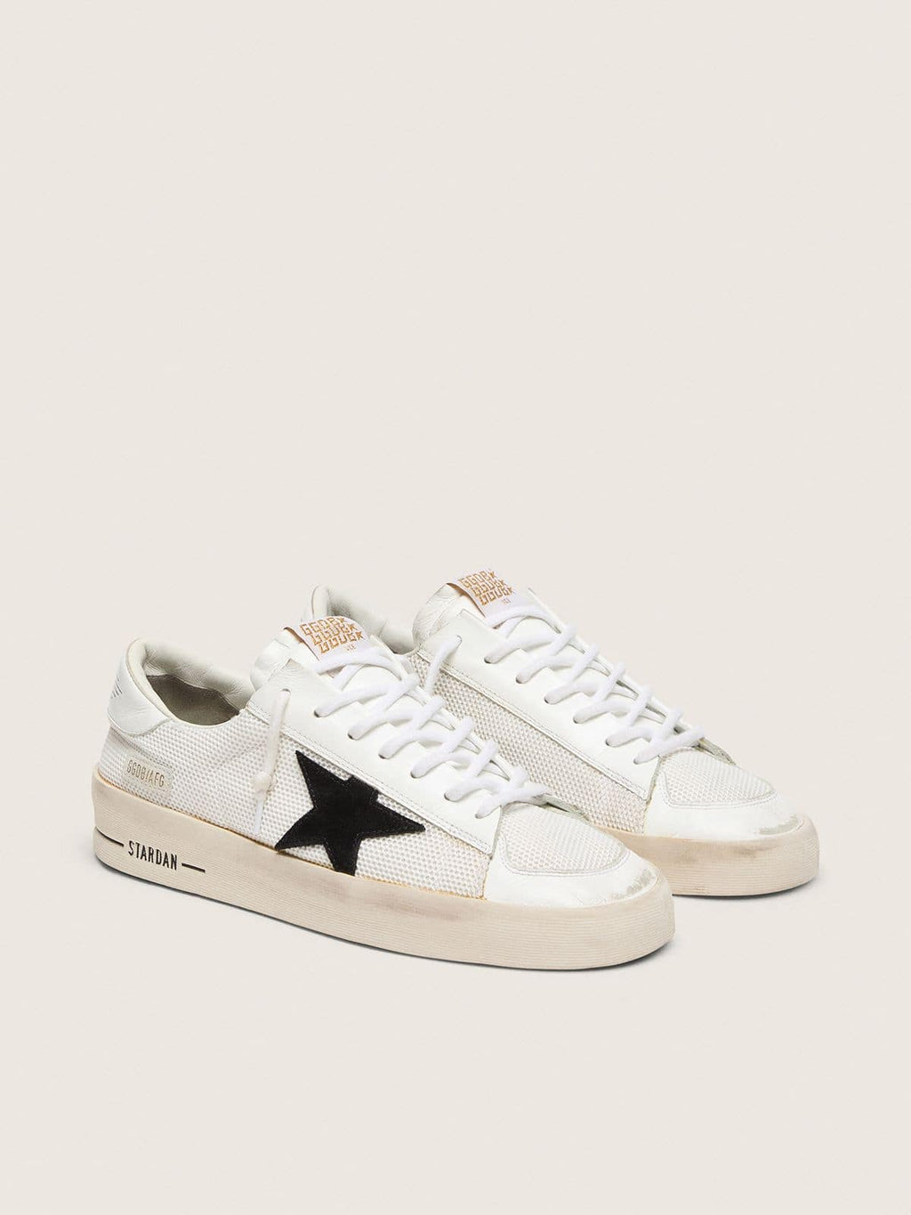 Men's Stardan in white mesh with black suede star