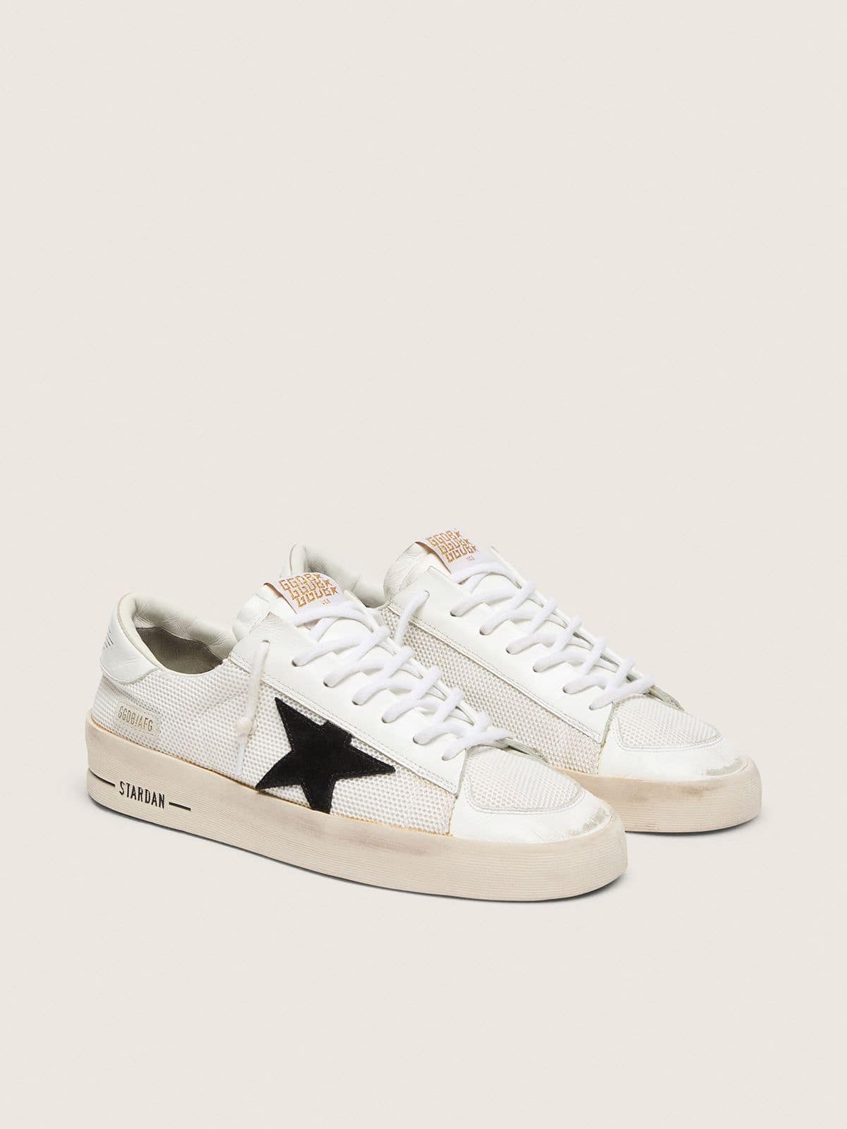 Men's Stardan in white mesh with black suede star