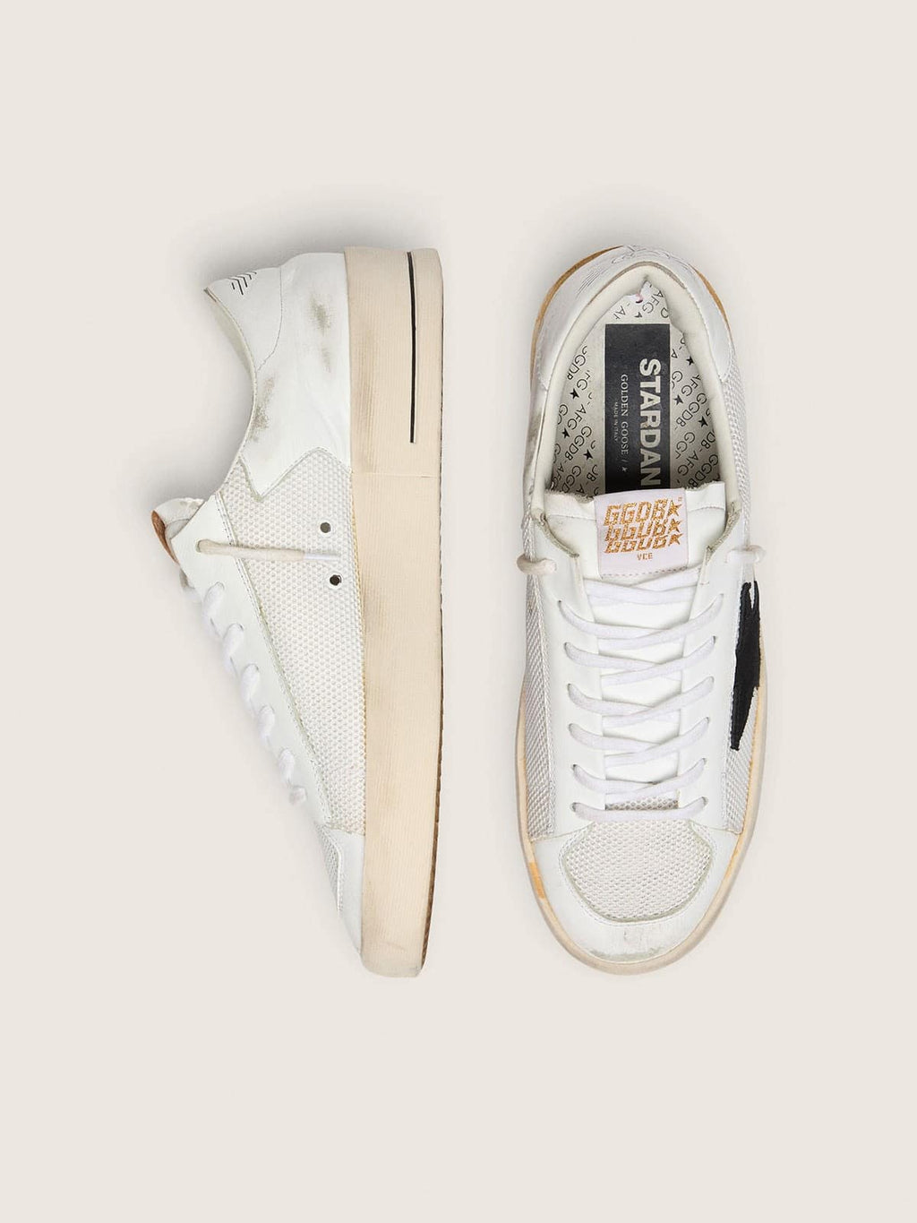 Men's Stardan in white mesh with black suede star